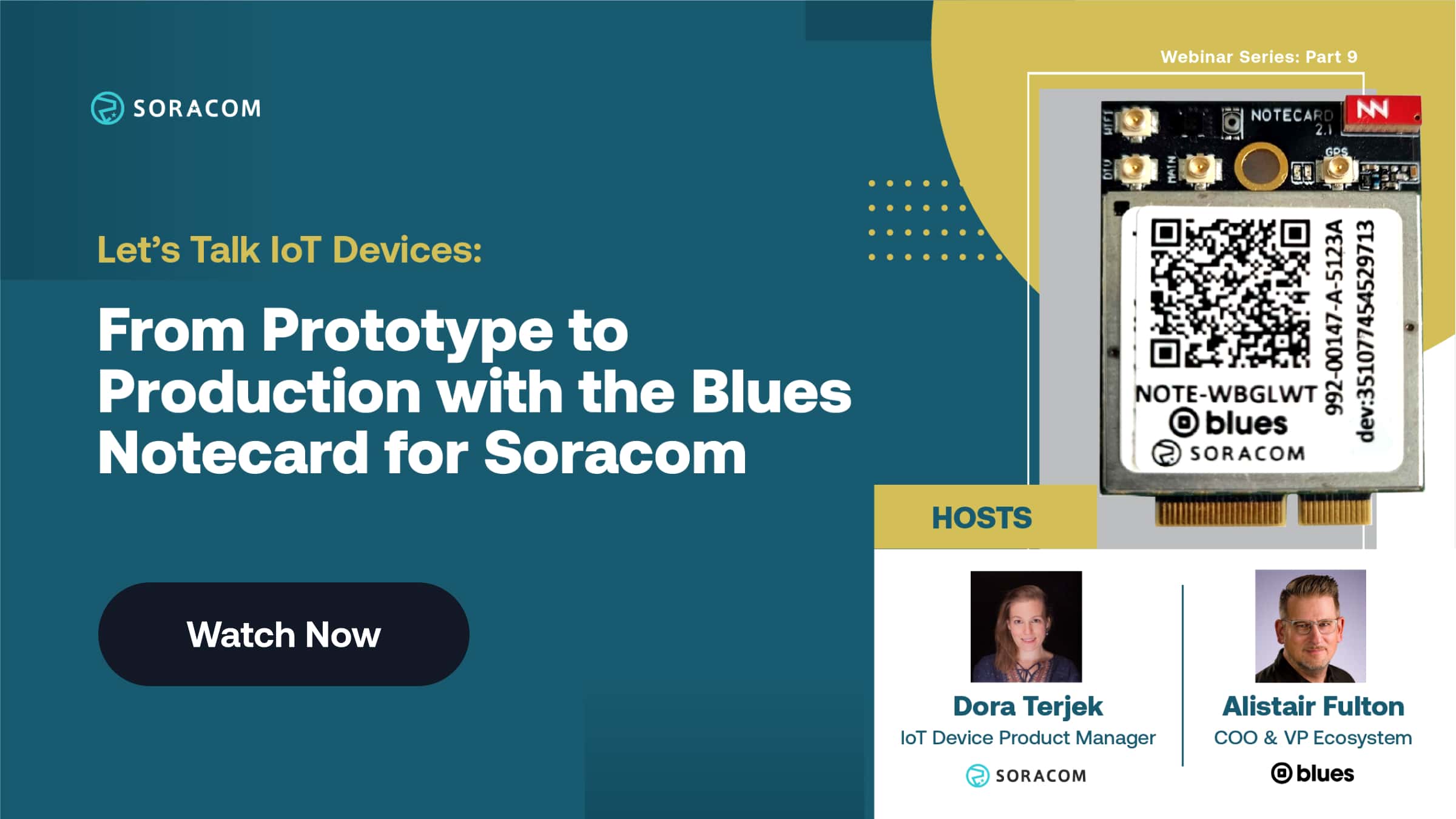 Let’s Talk IoT Devices: From Prototype to Production with the Blues Notecard for Soracom – Watch Now