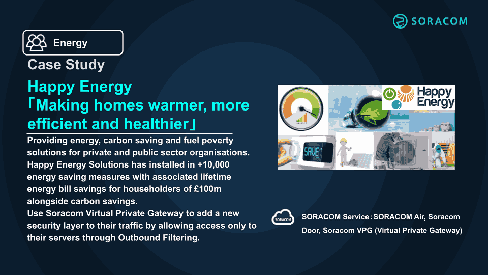 Happy Energy used Soracom's VPG Outbound Filtering to add a new layer of security to their traffic.